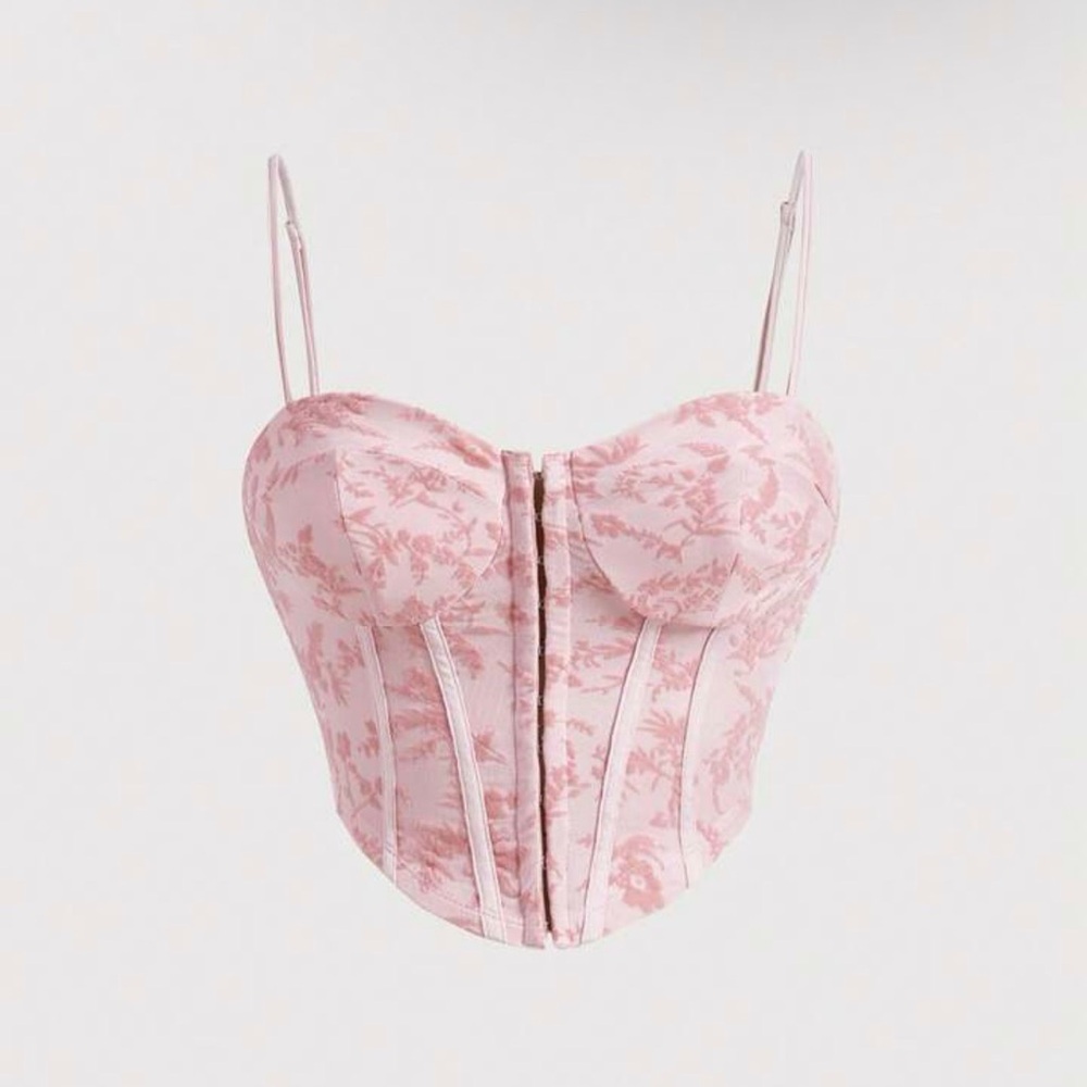 SHEIN Pink Floral Corset Top